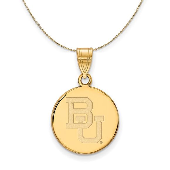 14k Yellow Gold Baylor U Medium Logo Disc Necklace - 16 Inch
